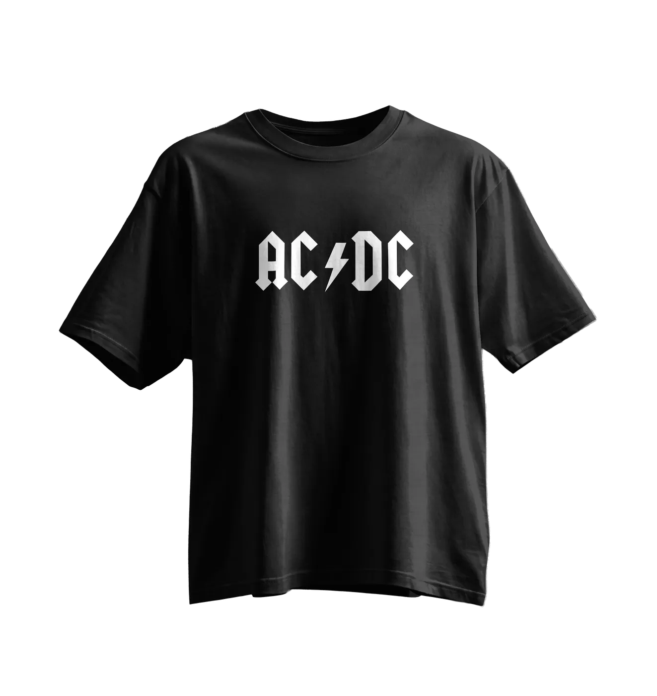 AC/DC Oversized Tee · Black · White Print
