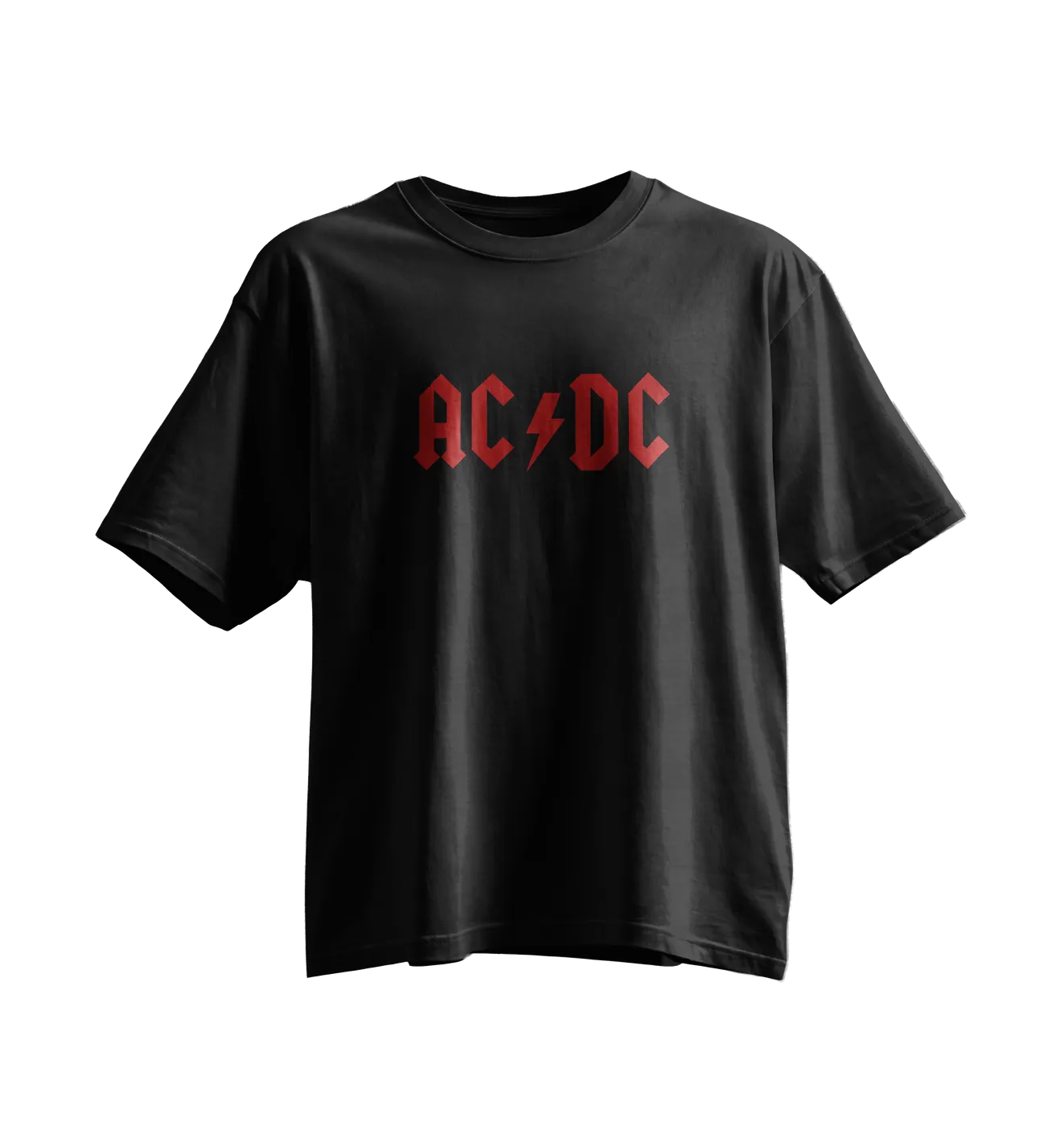AC/DC Oversized Tee · Black · Red Print