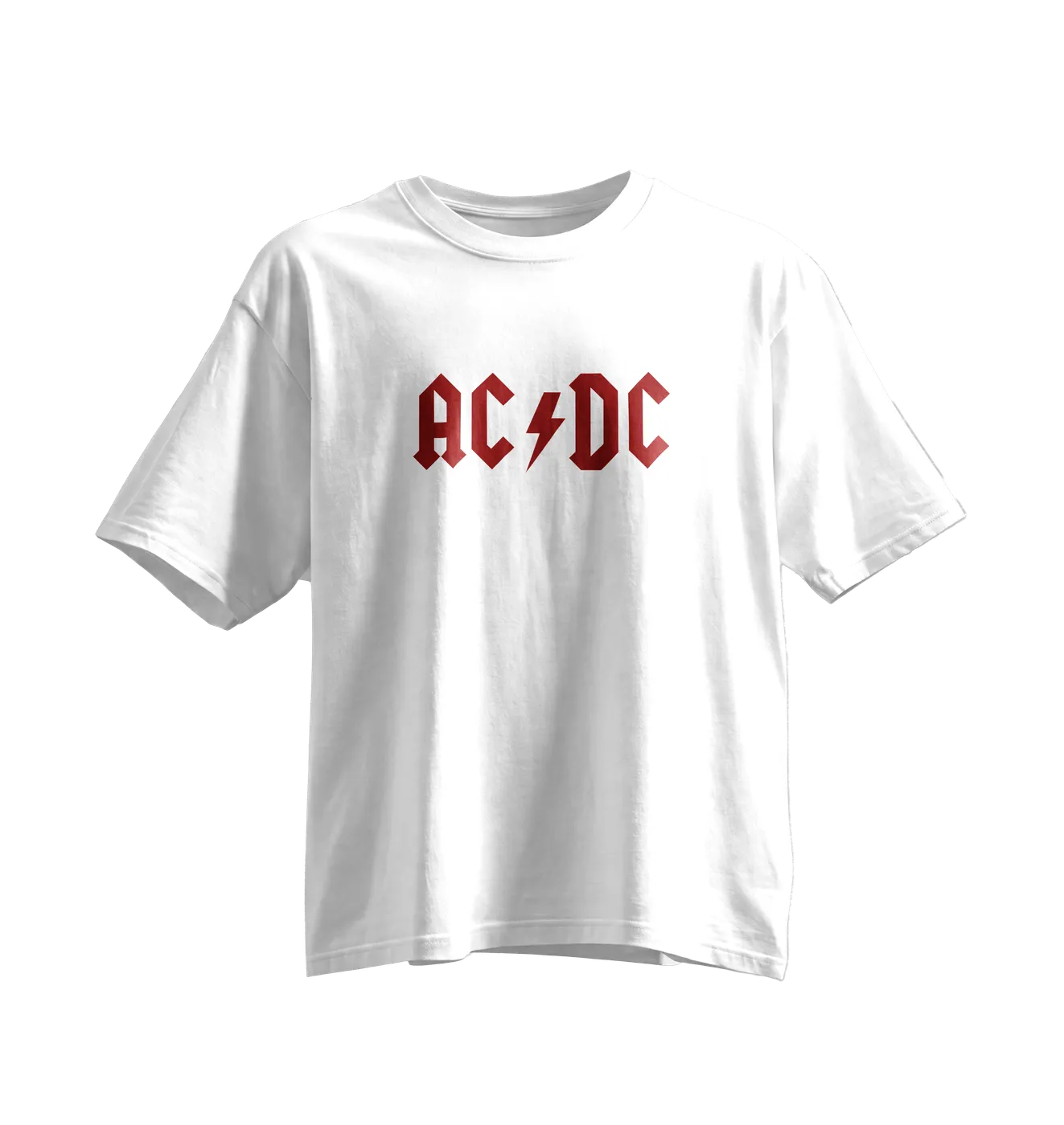 AC/DC Oversized Tee · White · Red Print