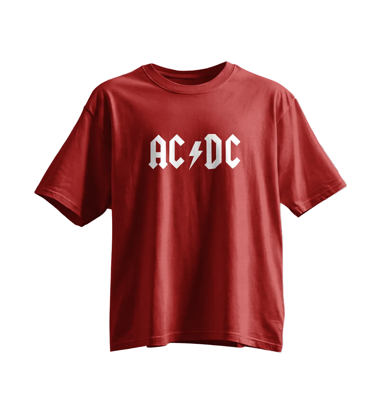 AC/DC Oversized Tee · Red · White Print