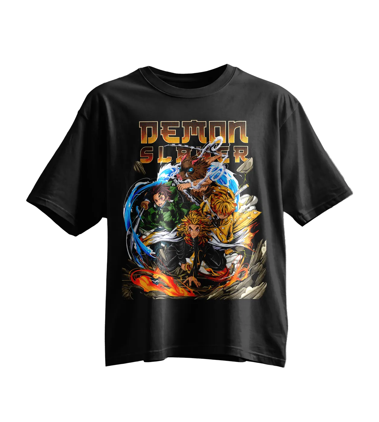 Demon Slayer Oversized Tee · Black · Flame