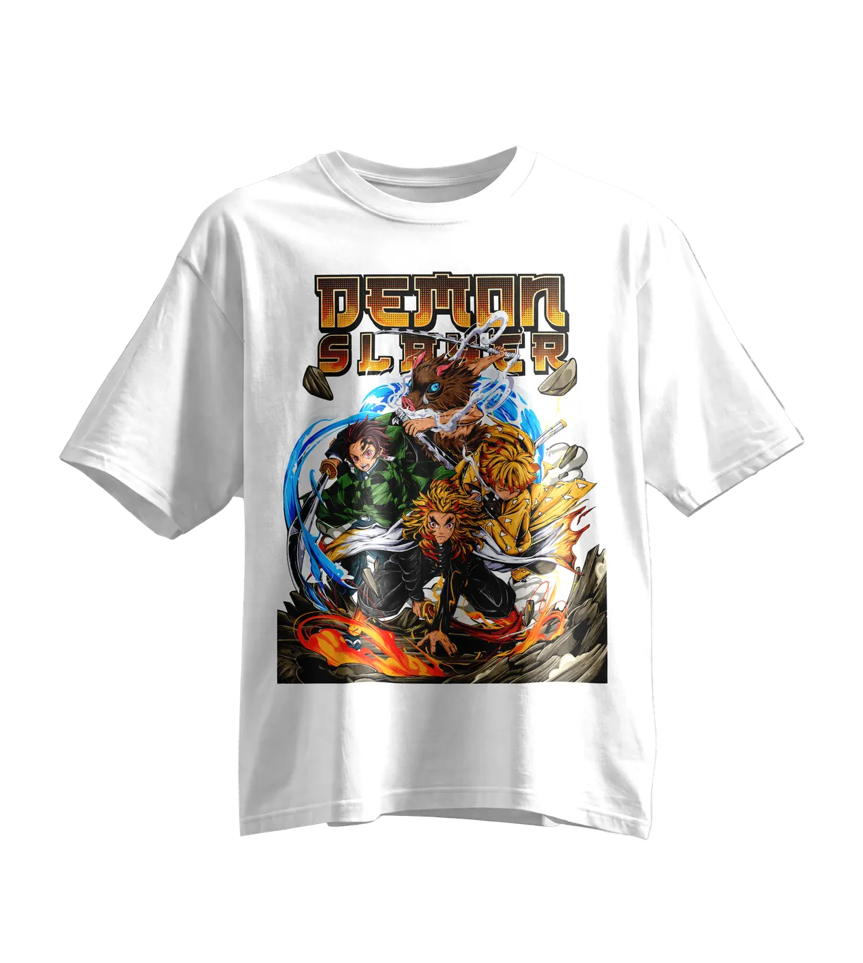 Demon Slayer Oversized Tee · White · Flame