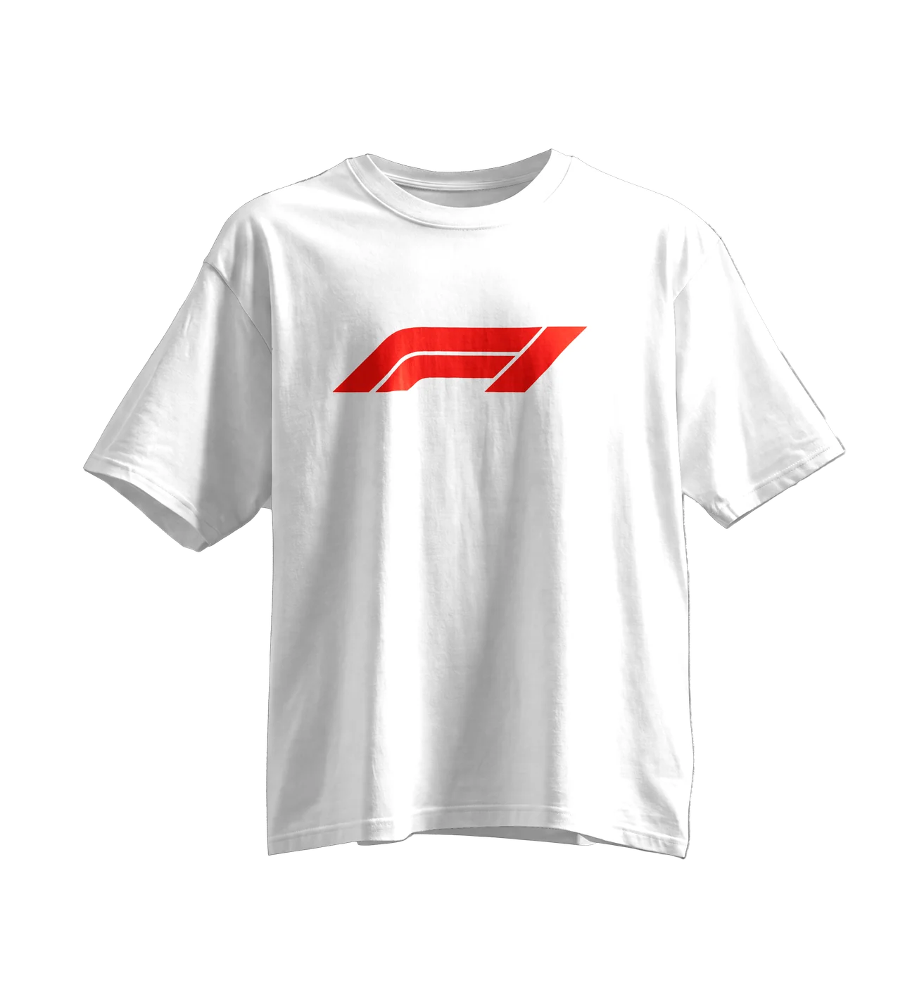 F1 Oversized Tee · White · Red Print