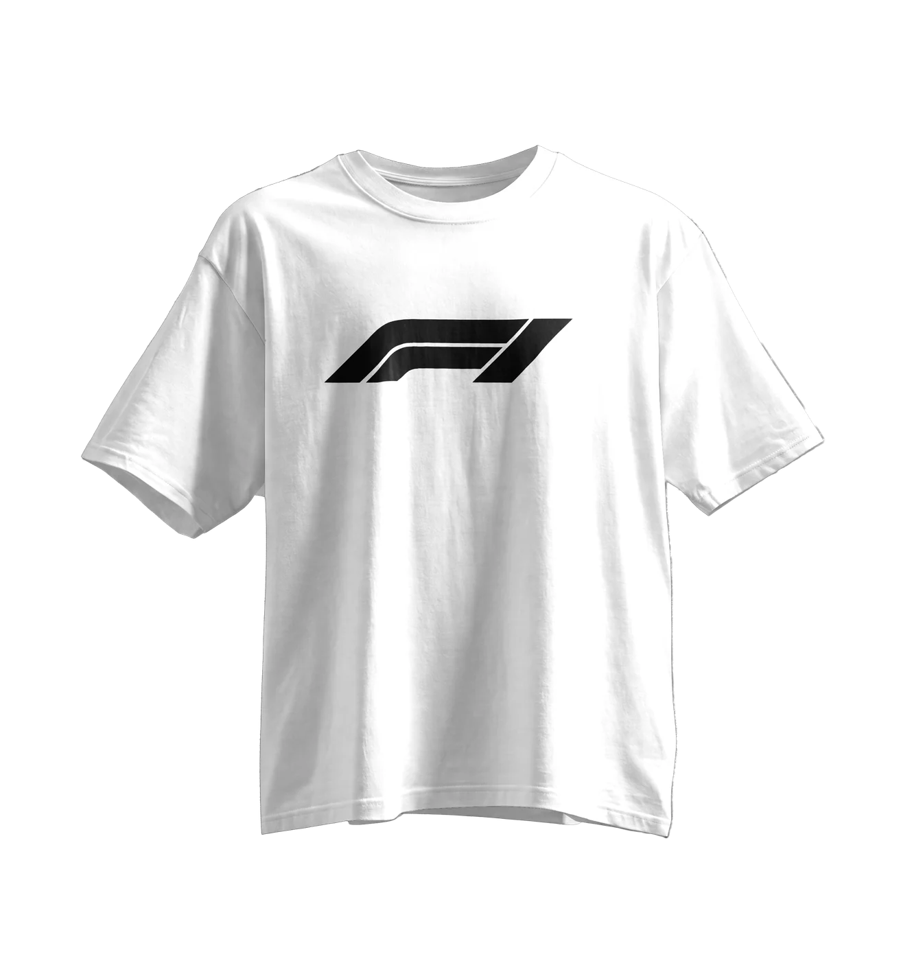 F1 Oversized Tee · White · Black Print