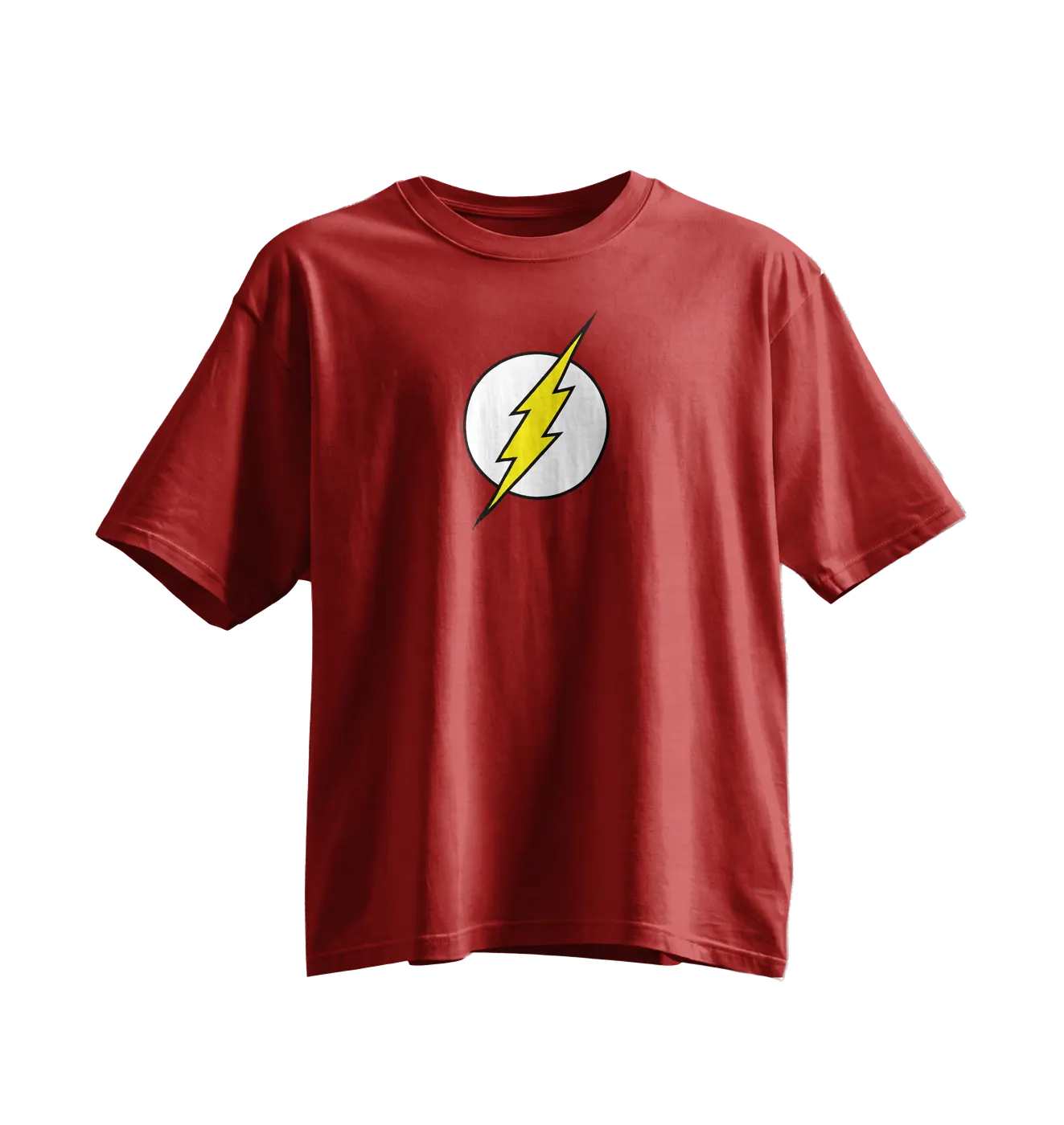 Flash Oversized Tee · Red · Yellow Print