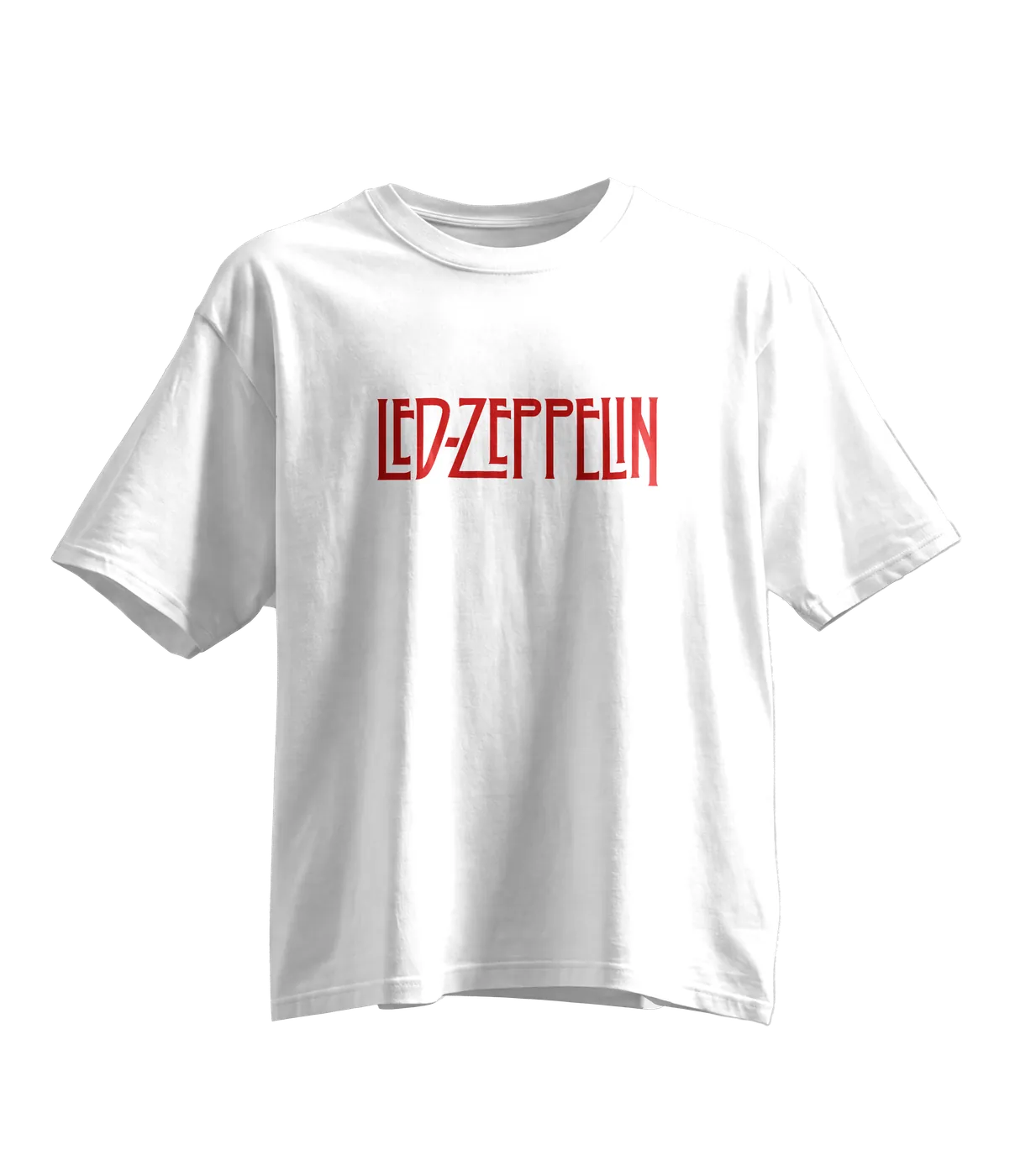 Led Zeppelin Oversized Tee · White · Red Print
