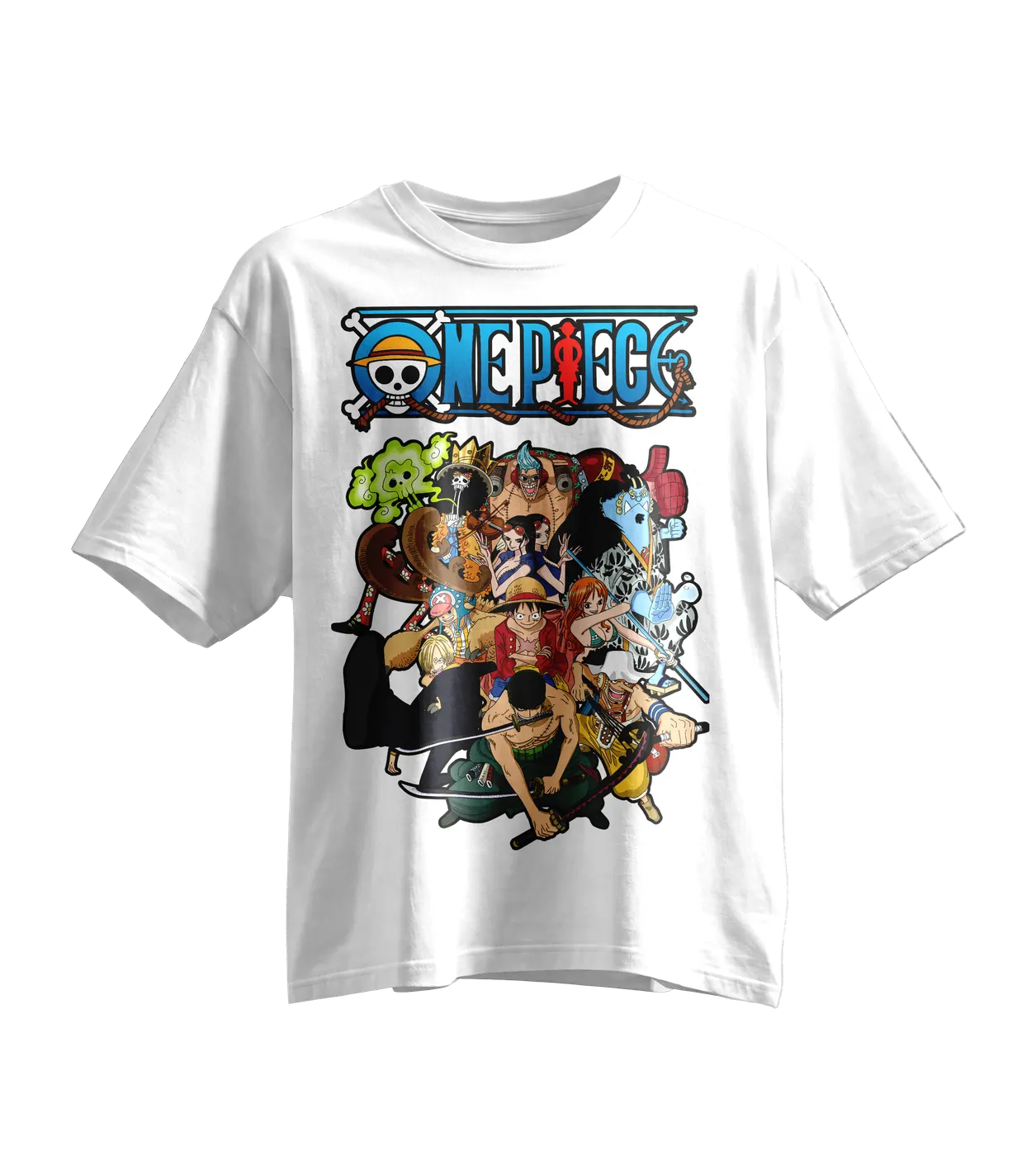 One Piece Oversized Tee · White · Straw Hats