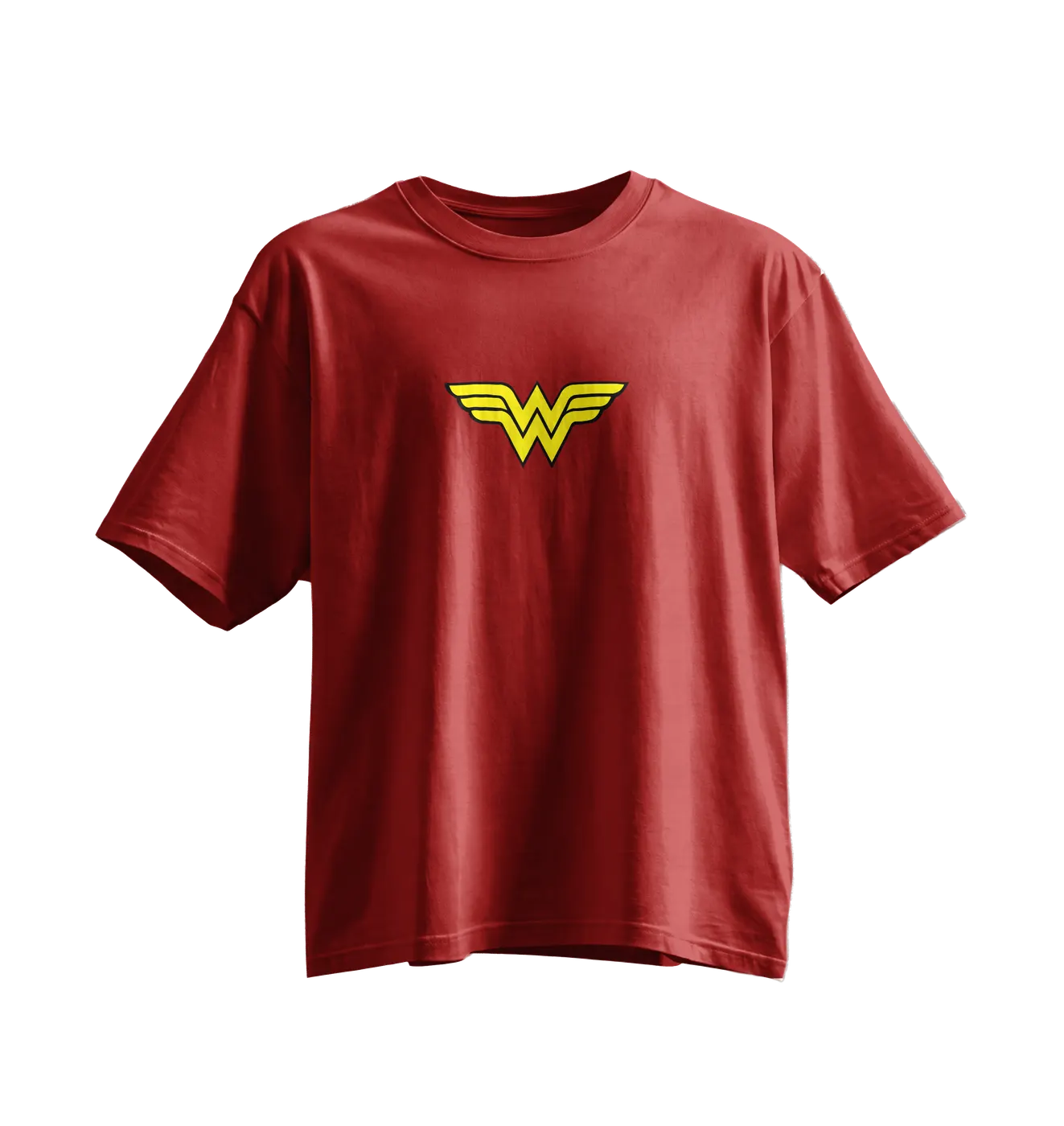 Wonder Woman Oversized Tee · Red · Yellow Print